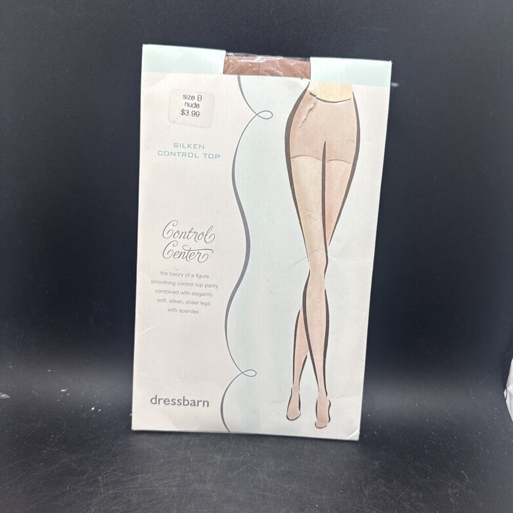 New Dressbarn Control Center Sheer Legs Silken Control Top Pantyhose Size B Nude